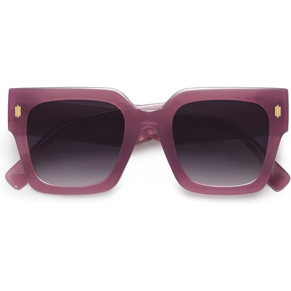 Women's Milky Purple Frame Purple Grading  Vintage Oversized Square Sunglasses - Picture 4 of 7